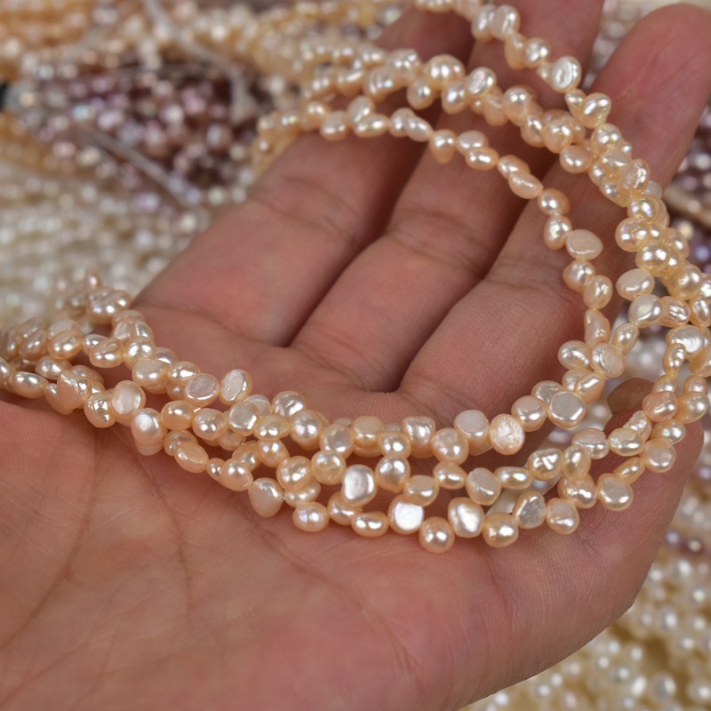Natural Freshwater Baroque Pearls Beads Strand 4-5mm Side Drilled  Multiple Color