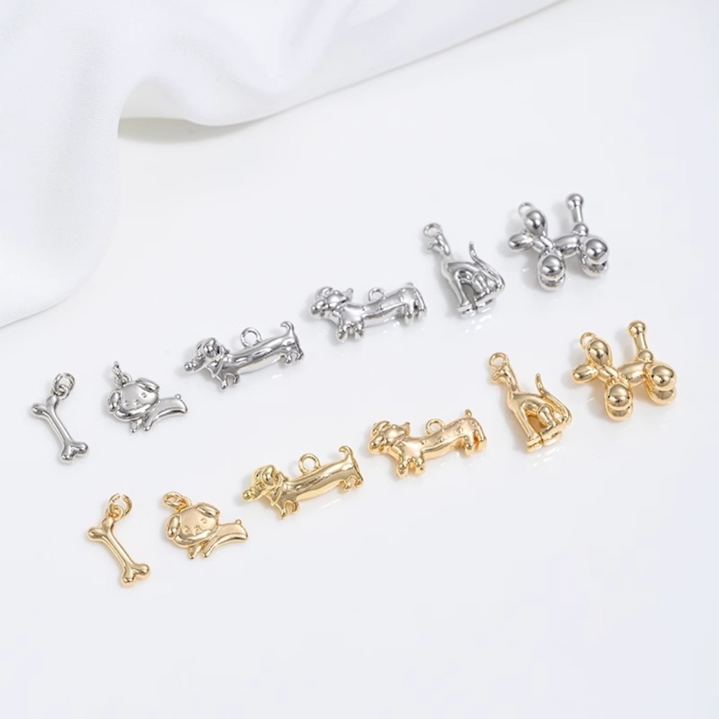 Gold Plated Cute Pet Dog Pendant Charms for Ncklace Bracelet Keychain