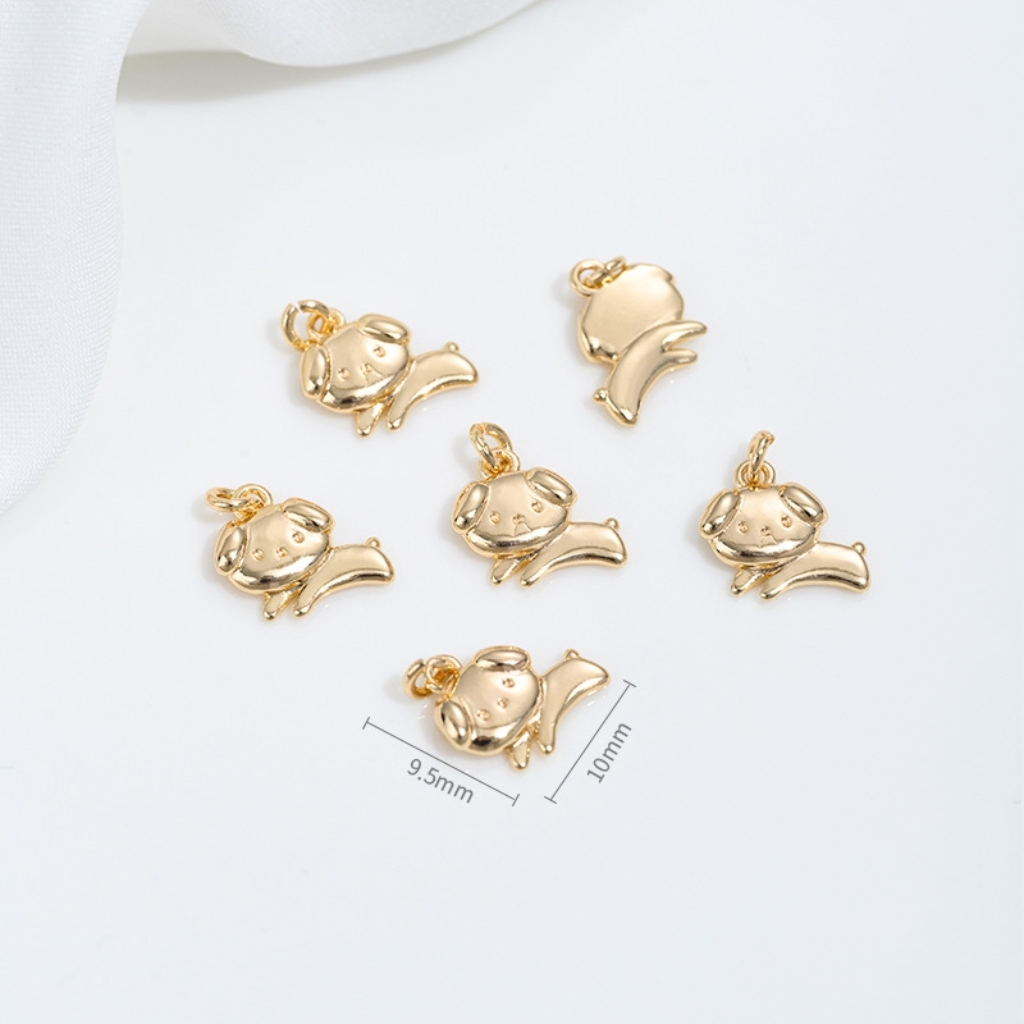 Gold Plated Cute Pet Dog Pendant Charms for Ncklace Bracelet Keychain