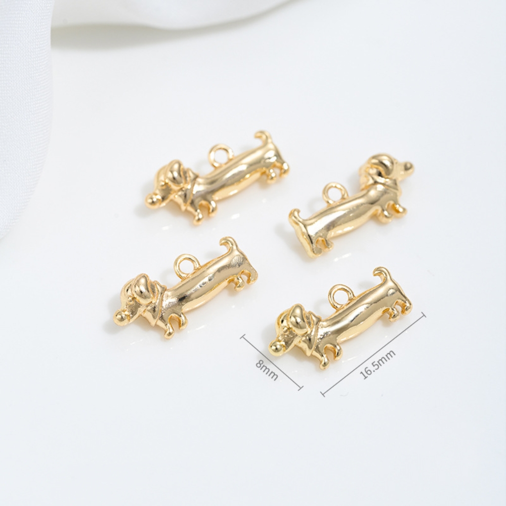 Gold Plated Cute Pet Dog Pendant Charms for Ncklace Bracelet Keychain