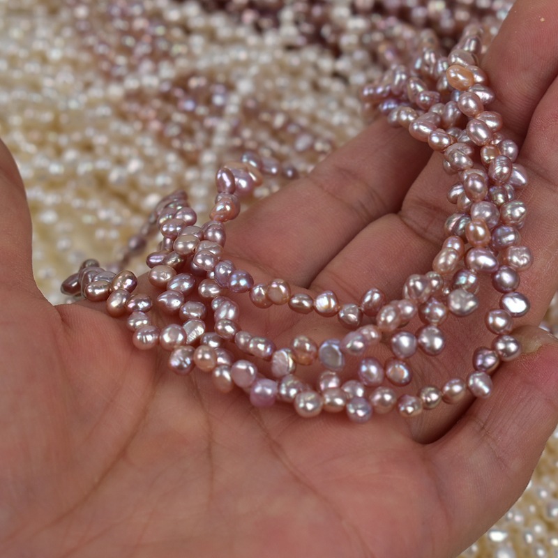 Natural Freshwater Baroque Pearls Beads Strand 4-5mm Side Drilled Multiple Color