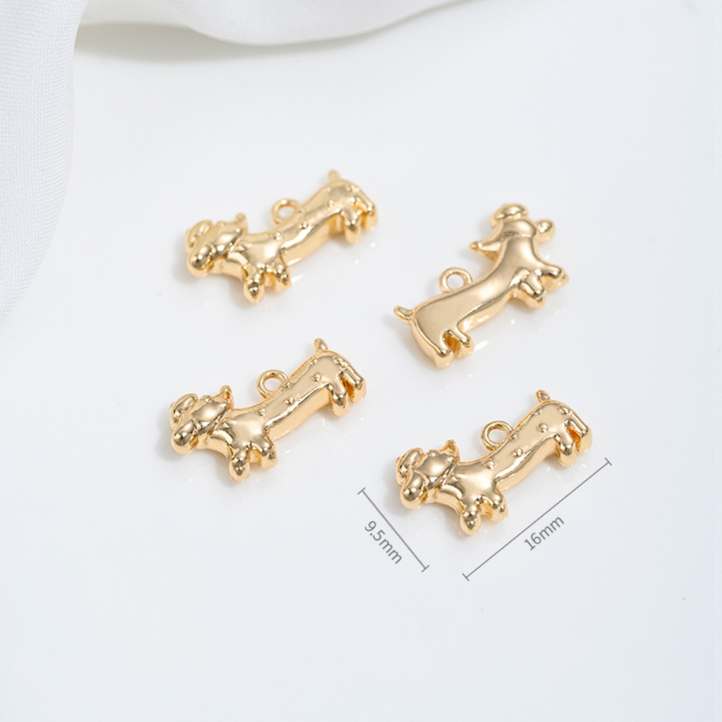Gold Plated Cute Pet Dog Pendant Charms for Ncklace Bracelet Keychain