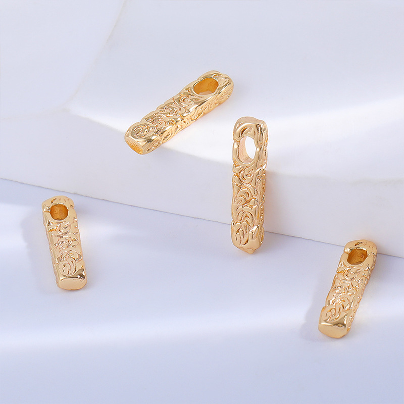 Gold Plated Rectangular Strip Pendant Charms for Necklace Bracelet Key