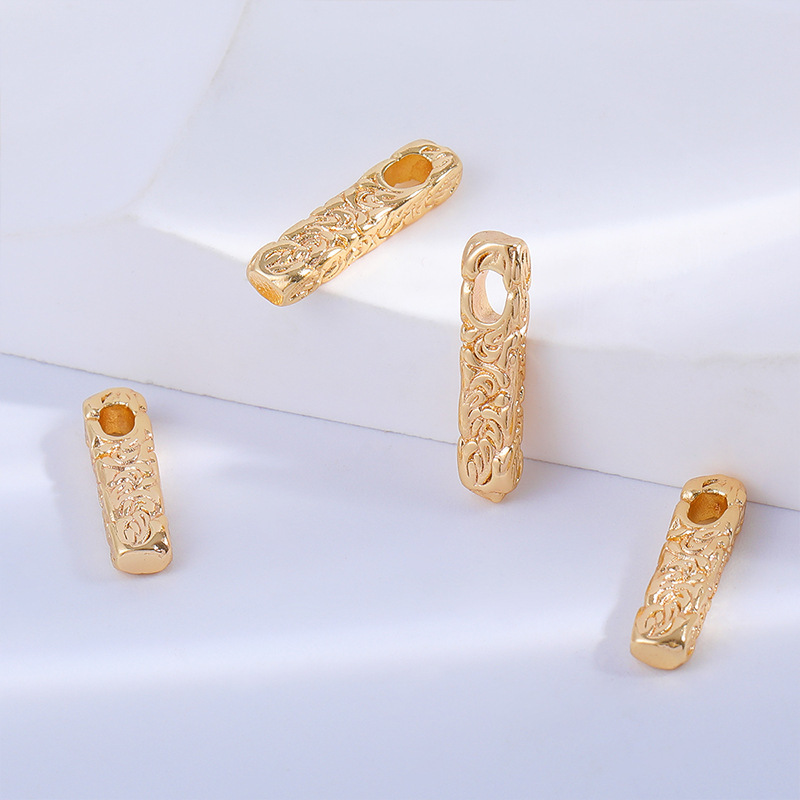 Gold Plated Rectangular Strip Pendant Charms for Necklace Bracelet Key