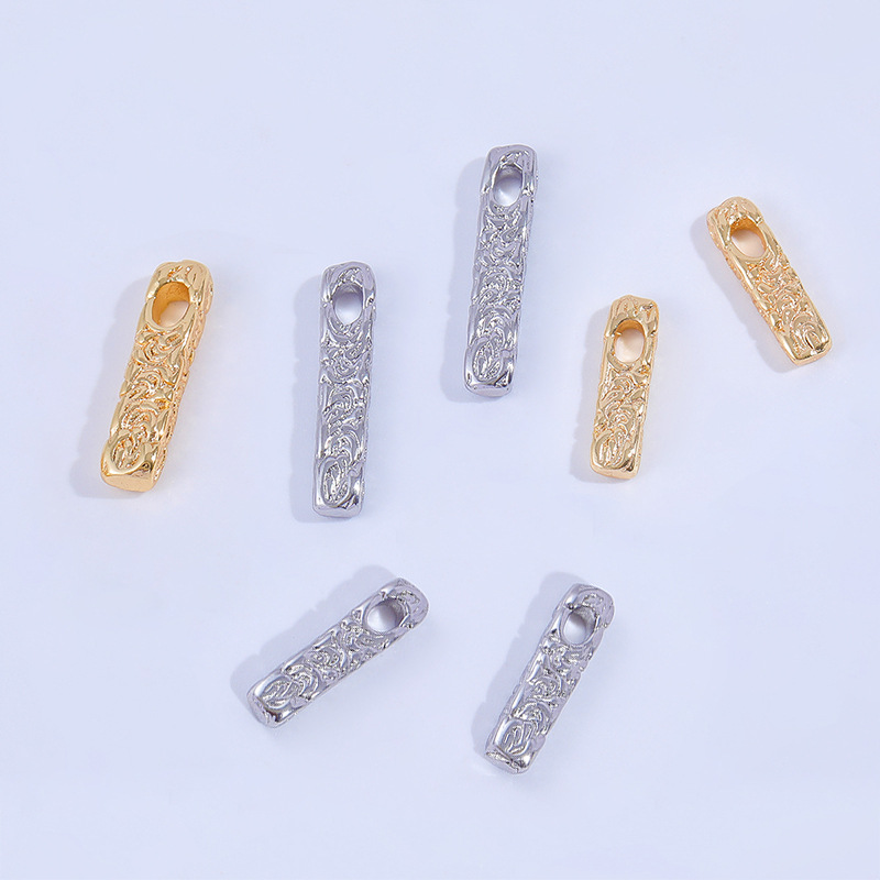 Gold Plated Rectangular Strip Pendant Charms for Necklace Bracelet Keychain