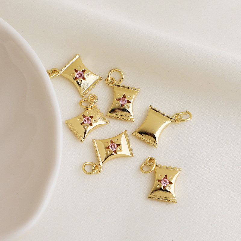 14k Gold Plated Pendant Cubic Zirconia Inlaid Jewelry Charms for DIY