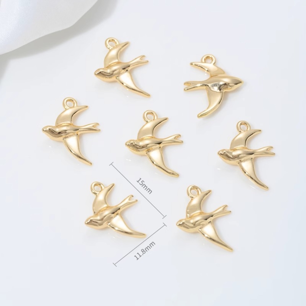 Gold Plated Swallow Pigeon Bird Charm Jewelry Pendant Jewelry Buckle