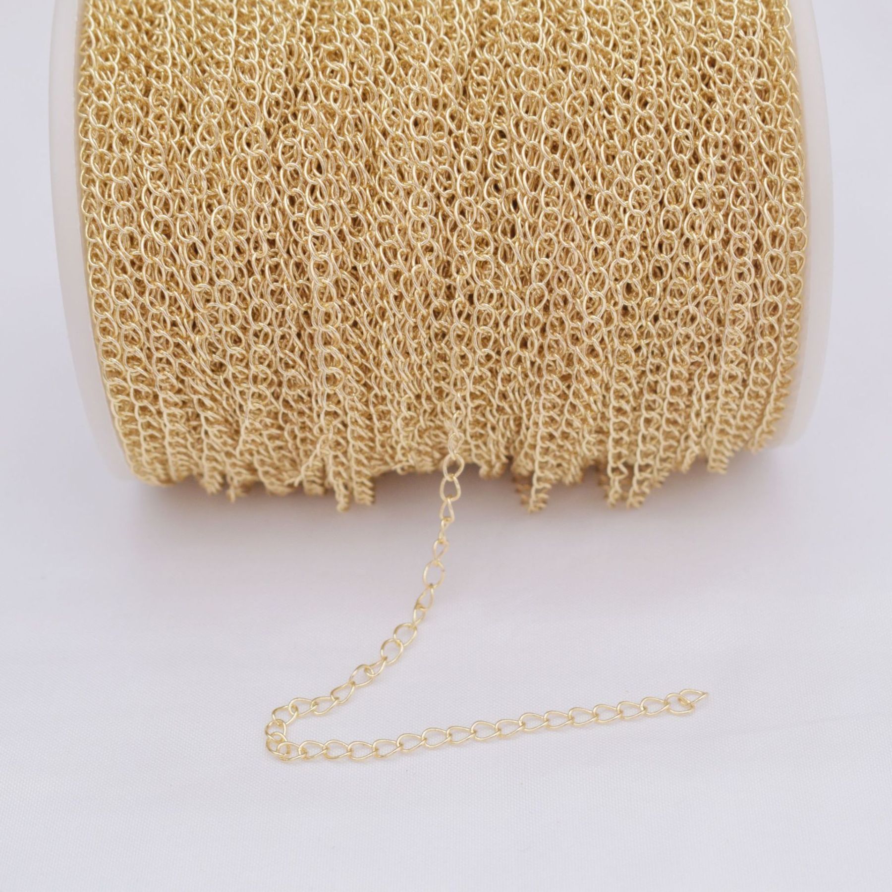3mm Gold or Silver Plated Copper Curb Chain Extension Chain Making