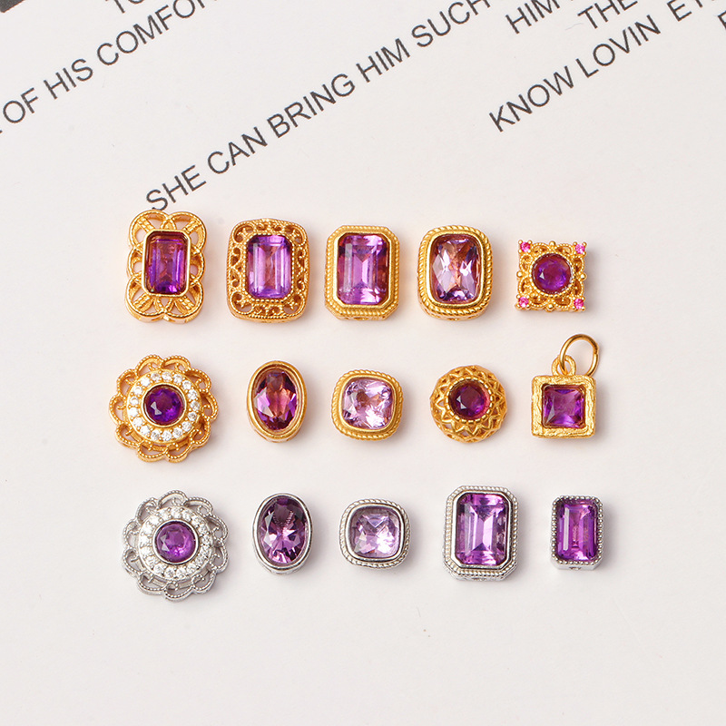  925 Silver Crustification Amethyst Accessory