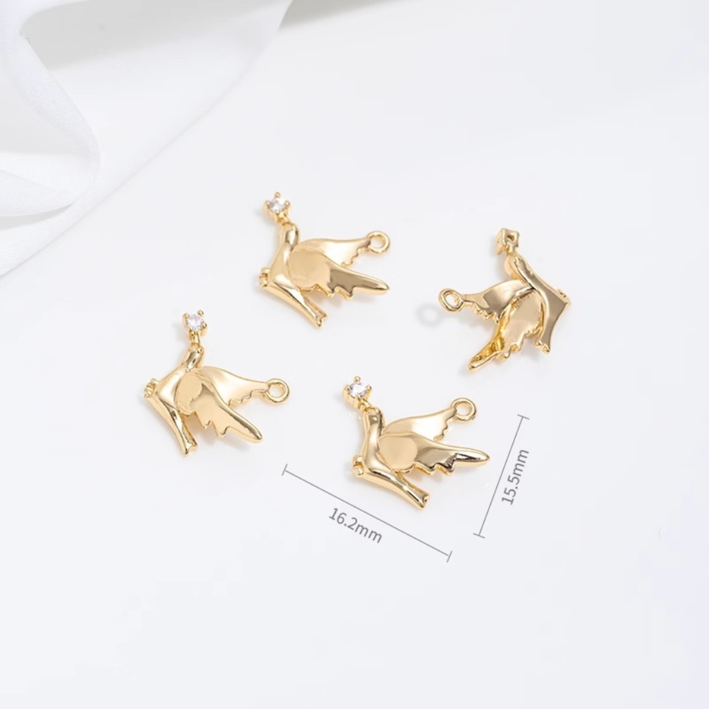 Gold Plated Swallow Pigeon Bird Charm Jewelry Pendant Jewelry Buckle