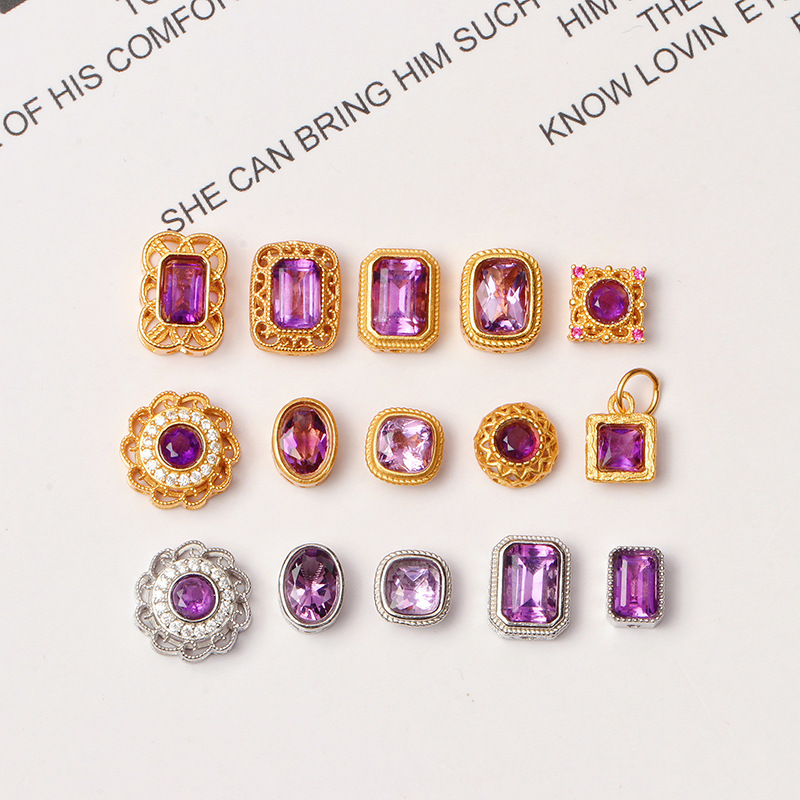  925 Silver Crustification Amethyst Accessory