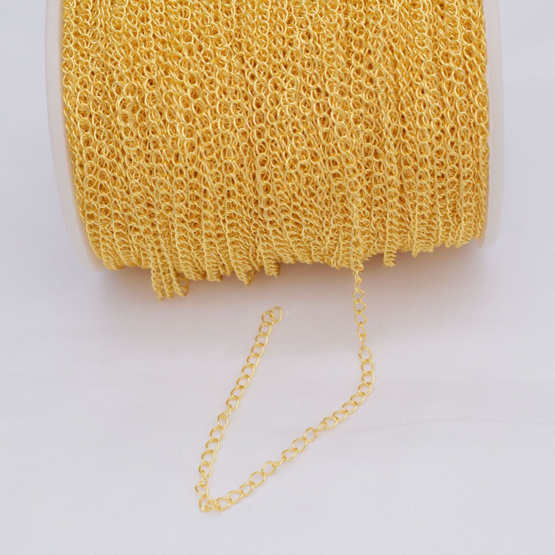 3mm Gold or Silver Plated Copper Curb Chain Extension Chain Making