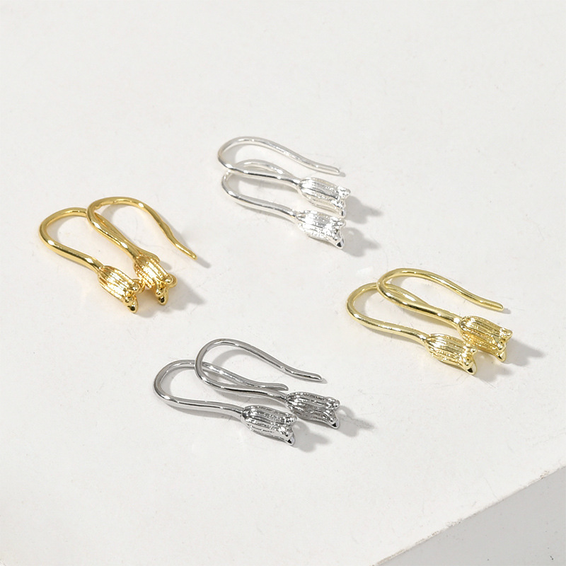 18.5*8mm Tulip Earrings Hooks with Hanging Ring for Earrings Making 1 Pair