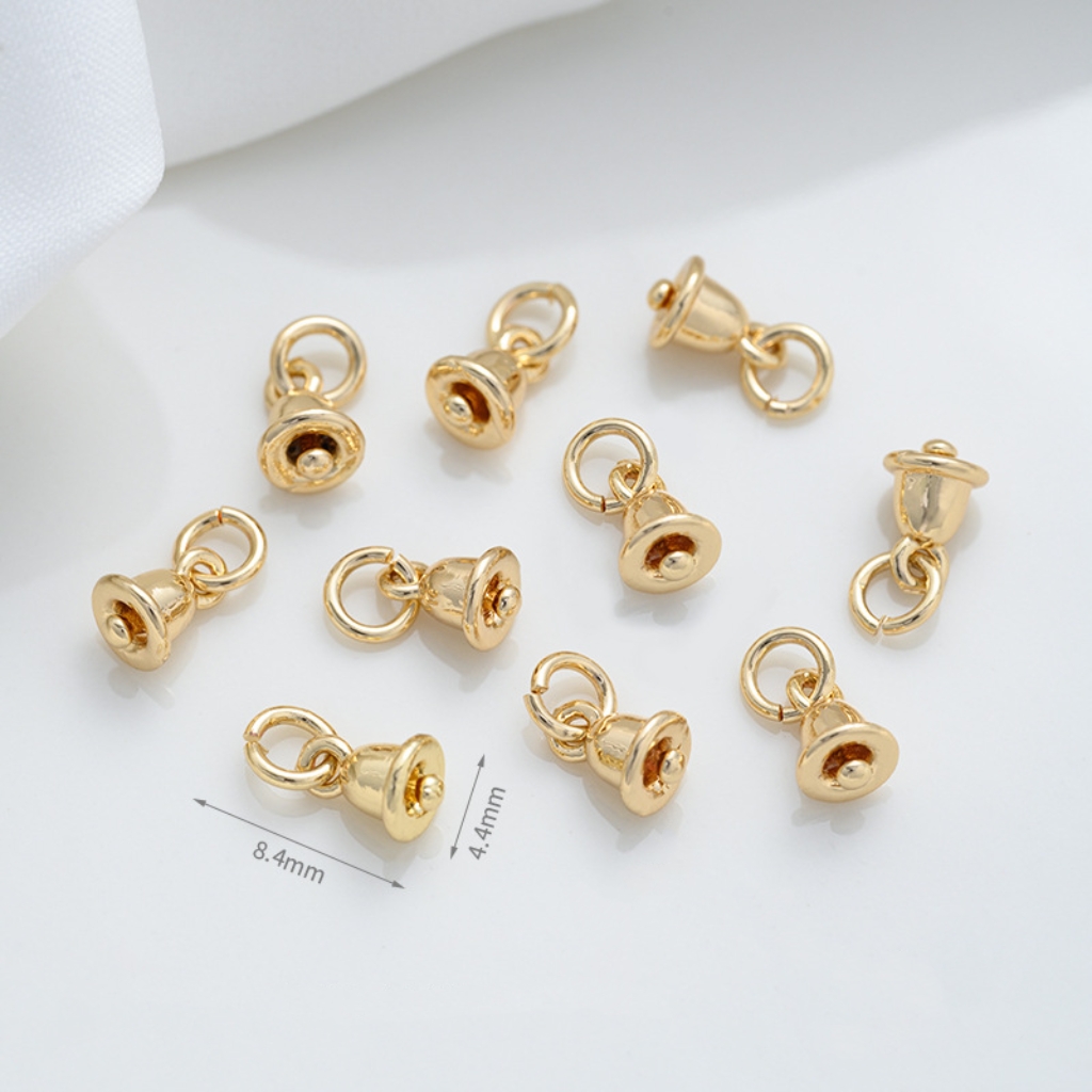 Gold Plated Little Cute Bell Pendant Jewelry Charms for DIY