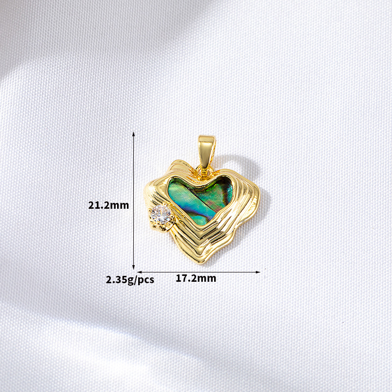 Abalone Shell Inlaid Gold Plated Pendant Jewelry Charm