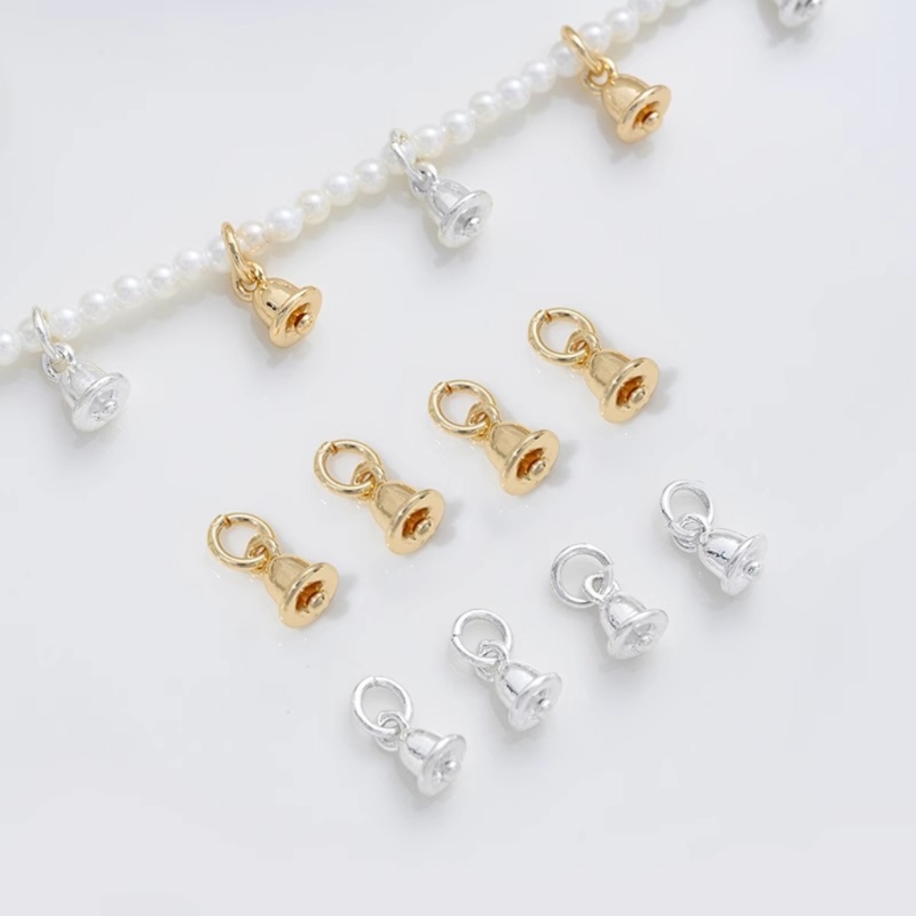 Gold Plated Little Cute Bell Pendant Jewelry Charms for DIY