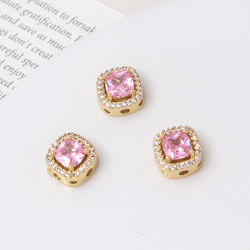10mm Zircon Inlaid Square Spacer Bead Jewelry Making Accessory