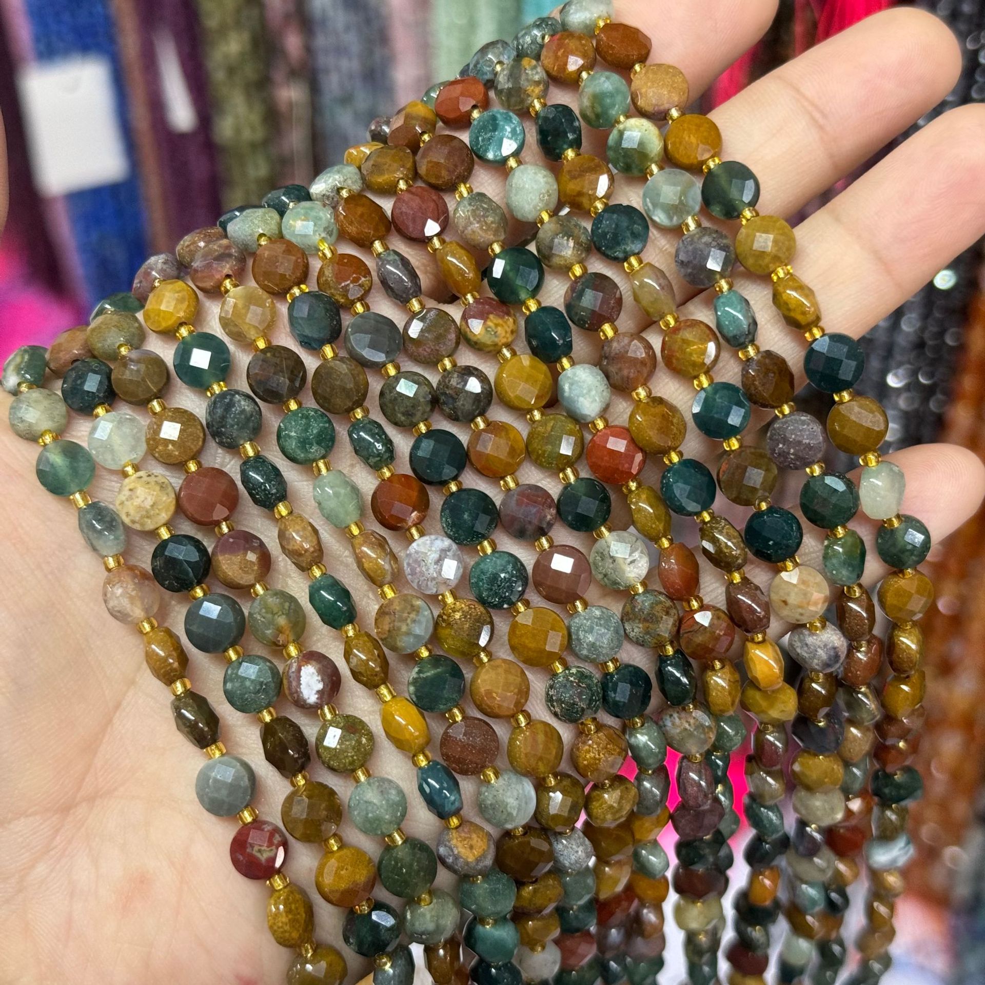 6.5*4mm Faced Pie Shaped Gemstone Beads Strand