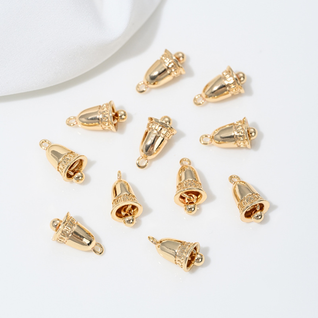 Gold Plated Little Cute Bell Pendant Jewelry Charms for DIY