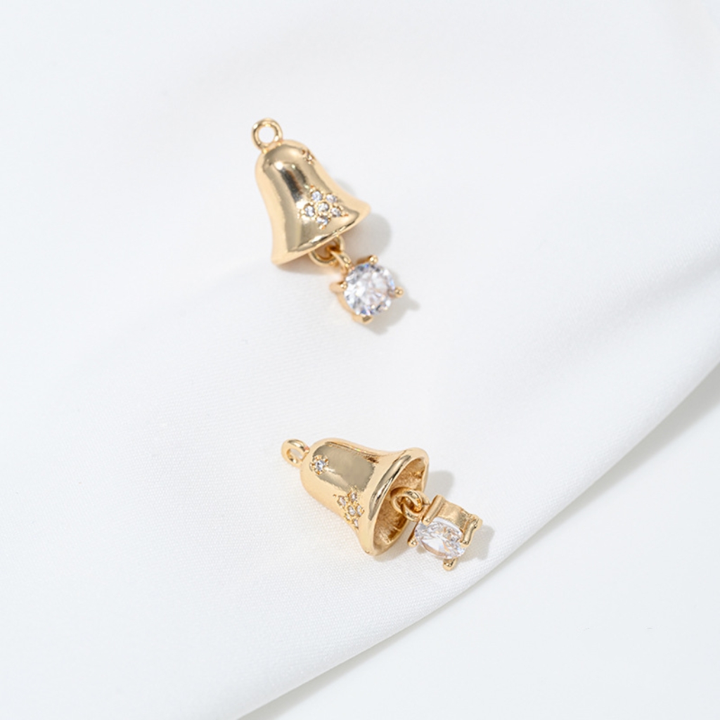 Gold Plated Little Cute Bell Pendant Jewelry Charms for DIY