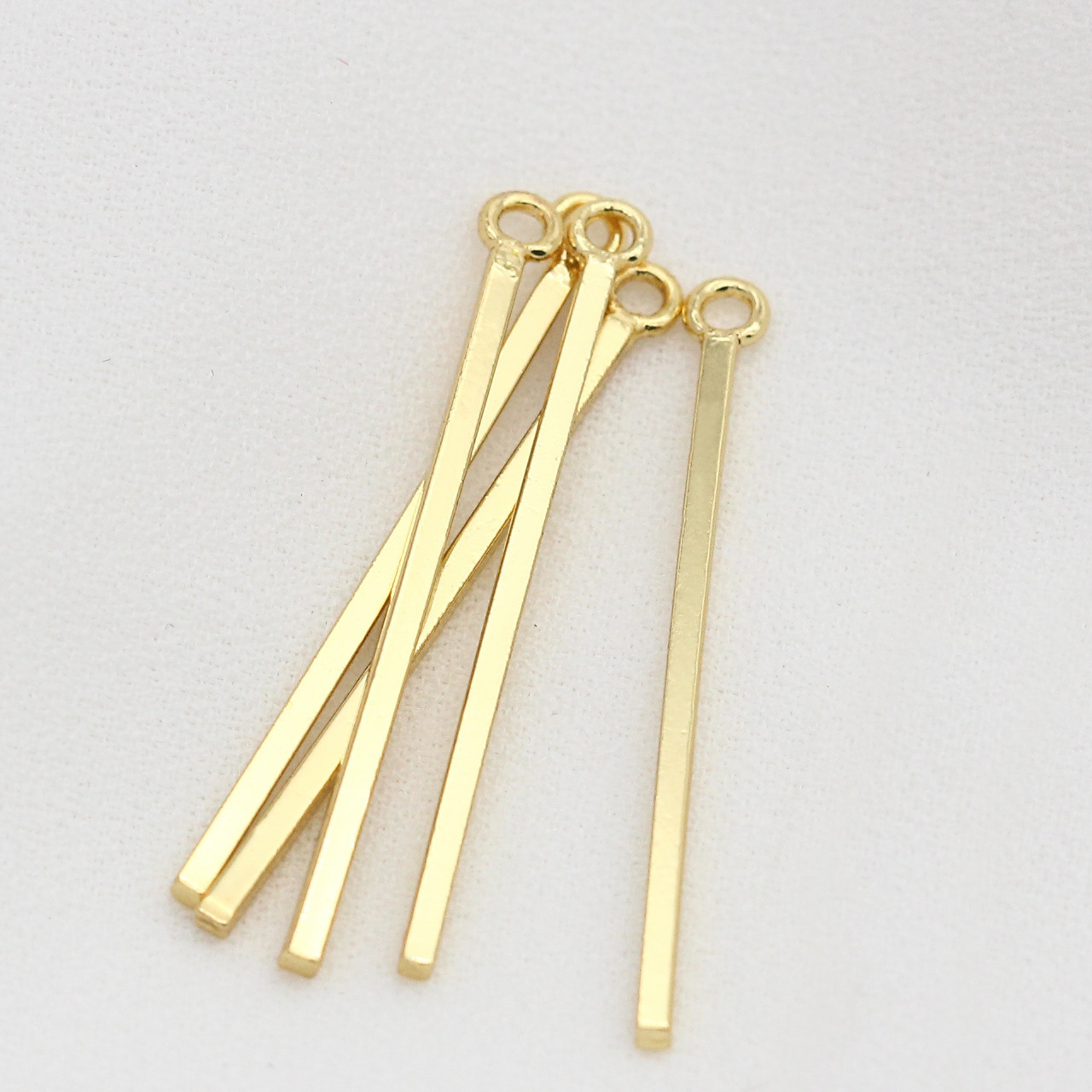 Straight Long Strip Pendant 14k Gold Plated Charm for Jewelry DIY 10pcs