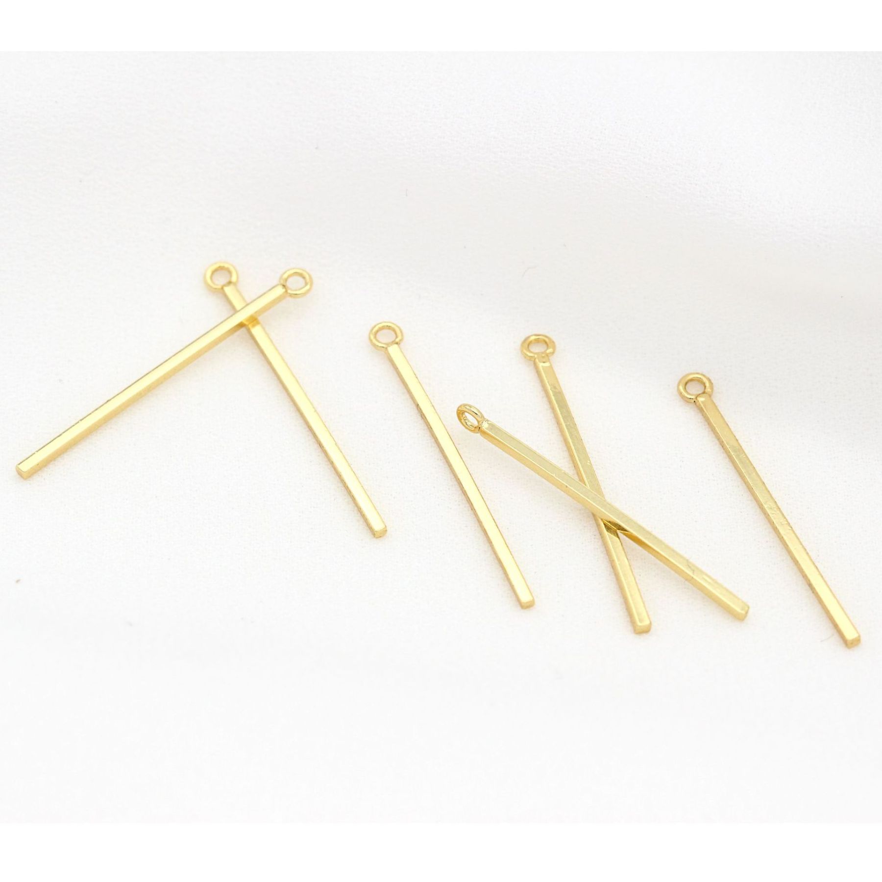 Straight Long Strip Pendant 14k Gold Plated Charm for Jewelry DIY 10pcs