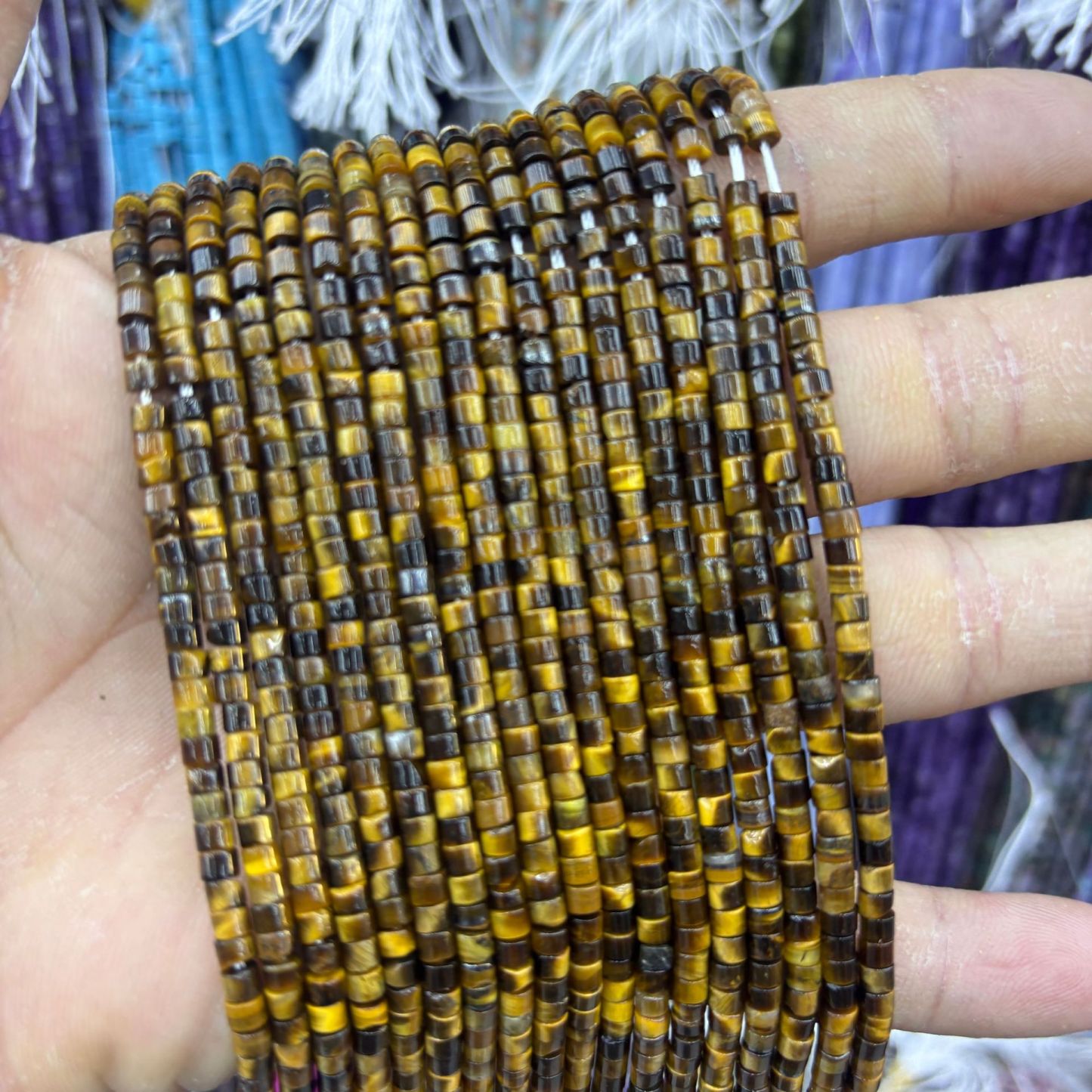 Natural Gemstone 4*4mm 2*3mm Cylinder Beads Strand