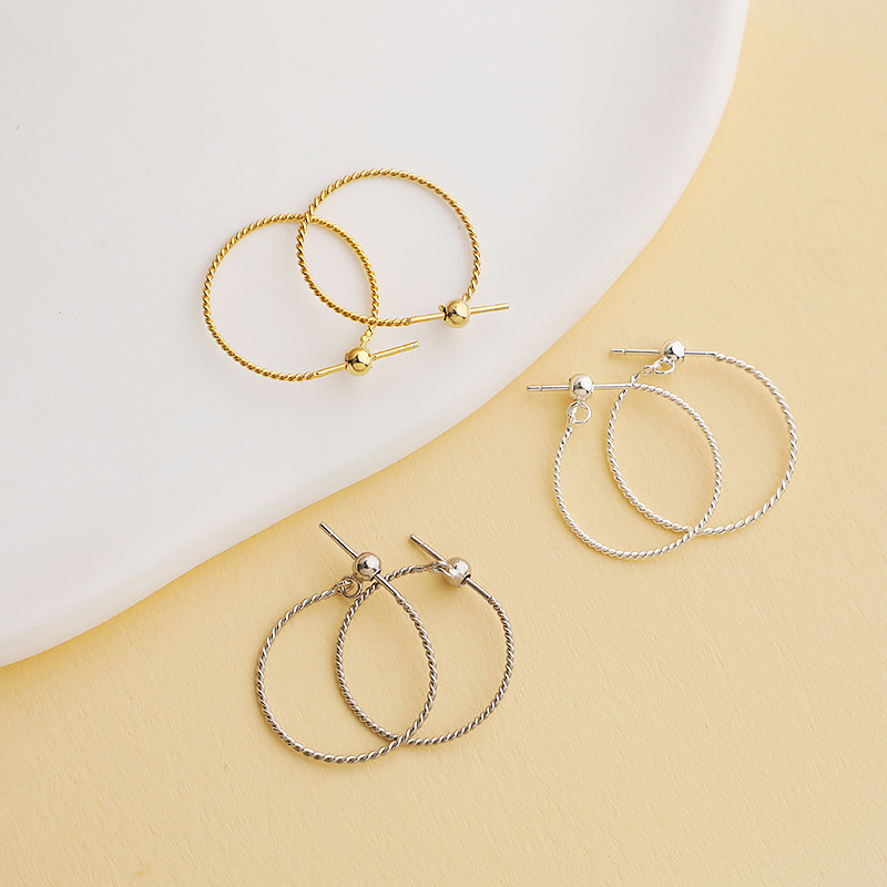 925 Sterling Silver Adjustable Twist Loop Earrings Accessory