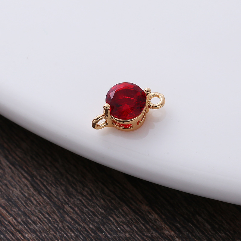 5mm Colored Round Zircon Charm Pendant Dual Hanging Rings