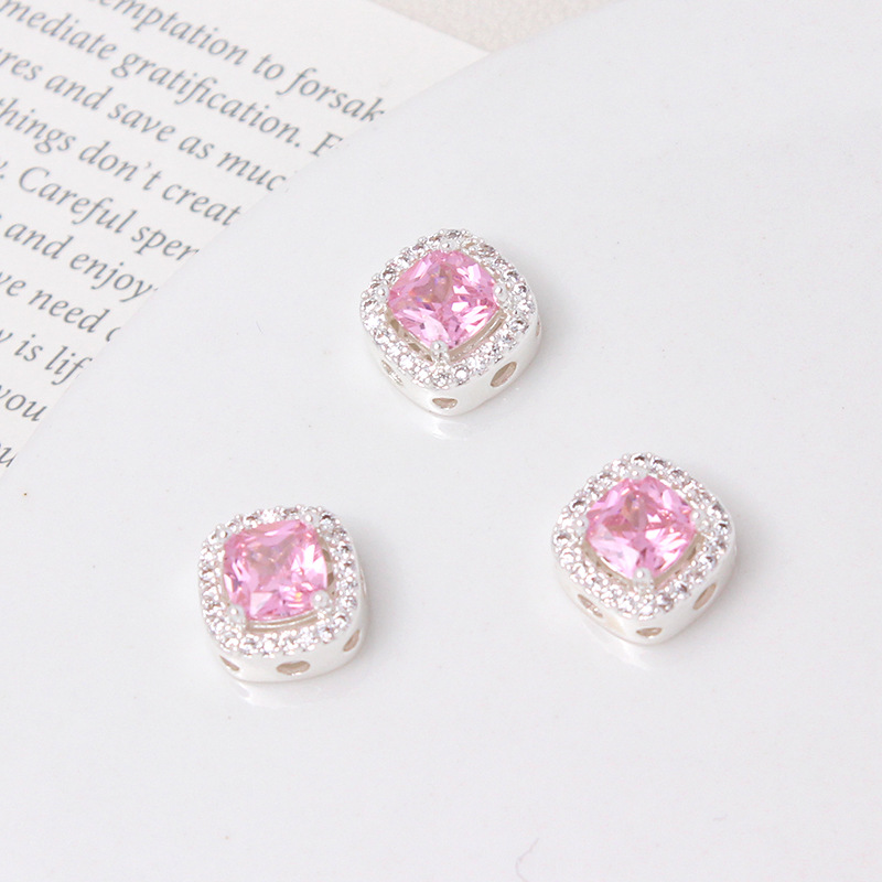 10mm Zircon Inlaid Square Spacer Bead Jewelry Making Accessory
