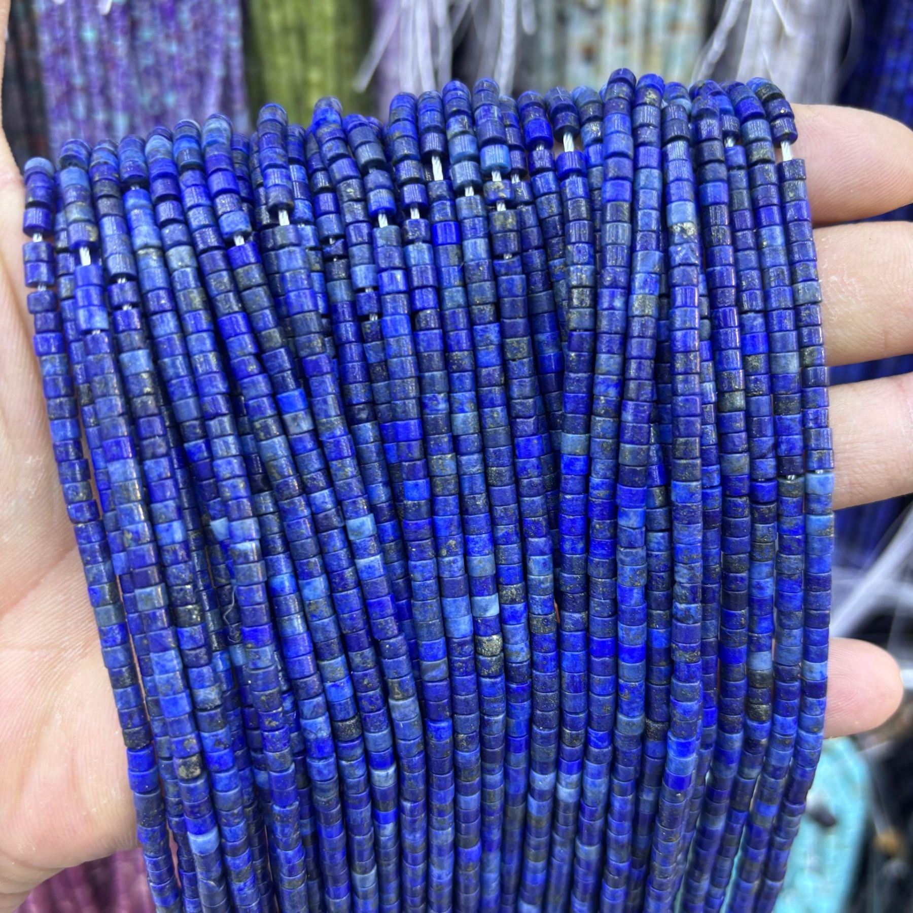 Natural Gemstone 4*4mm 2*3mm Cylinder Beads Strand