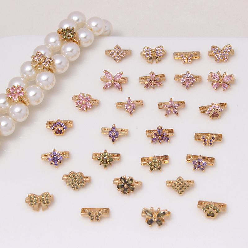 Color Zircon Inlaid Double Rows Pacer Bead Accessory for Jewelry Making