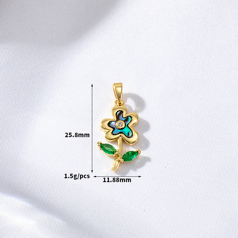 Abalone Shell Inlaid Gold Plated Pendant Jewelry Charm