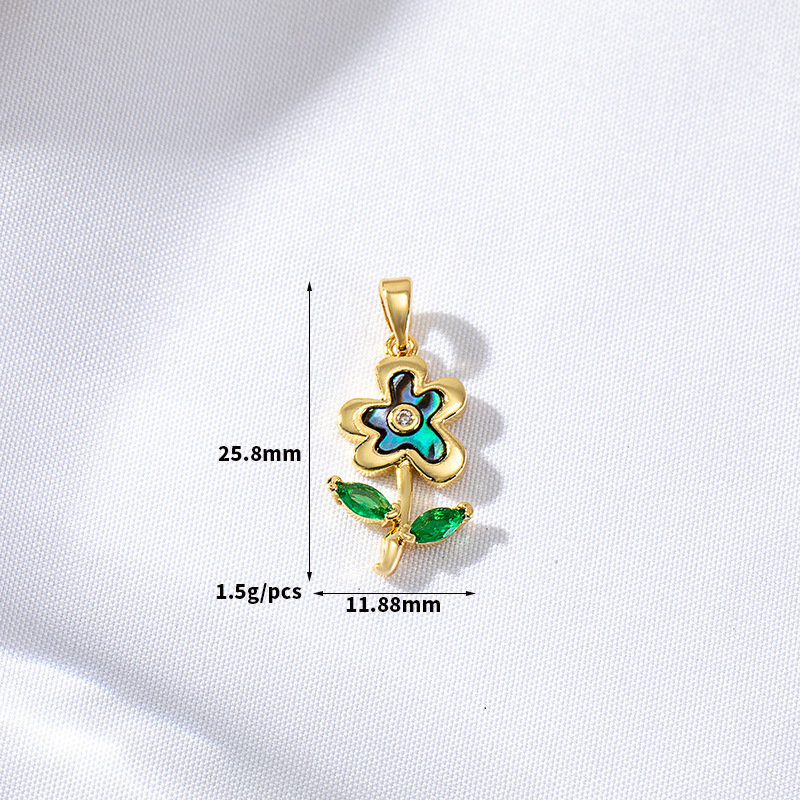 Abalone Shell Inlaid Gold Plated Pendant Jewelry Charm