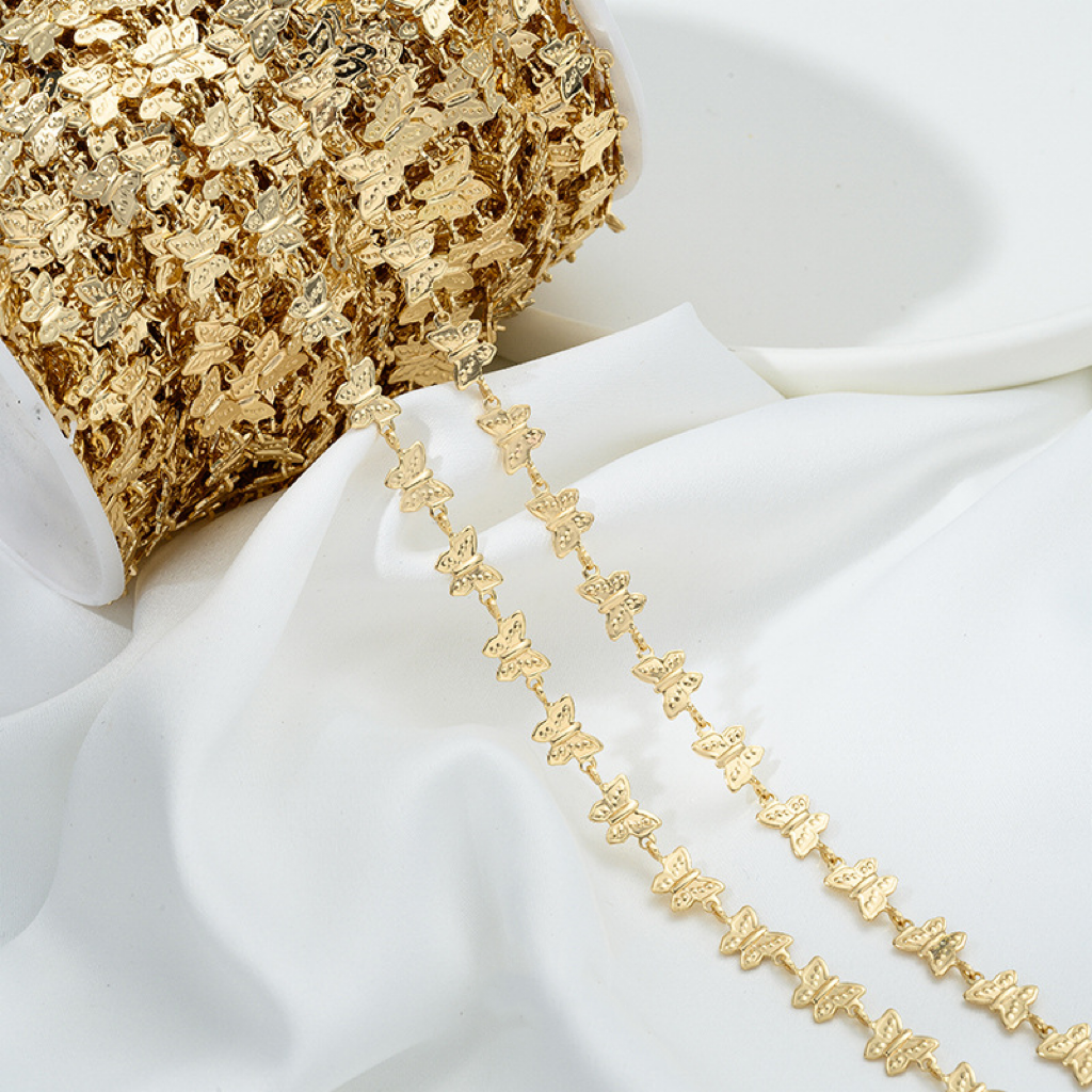 14k Gold Plated Butterfly Flower Four-Leaf Chain Accessory 50cm