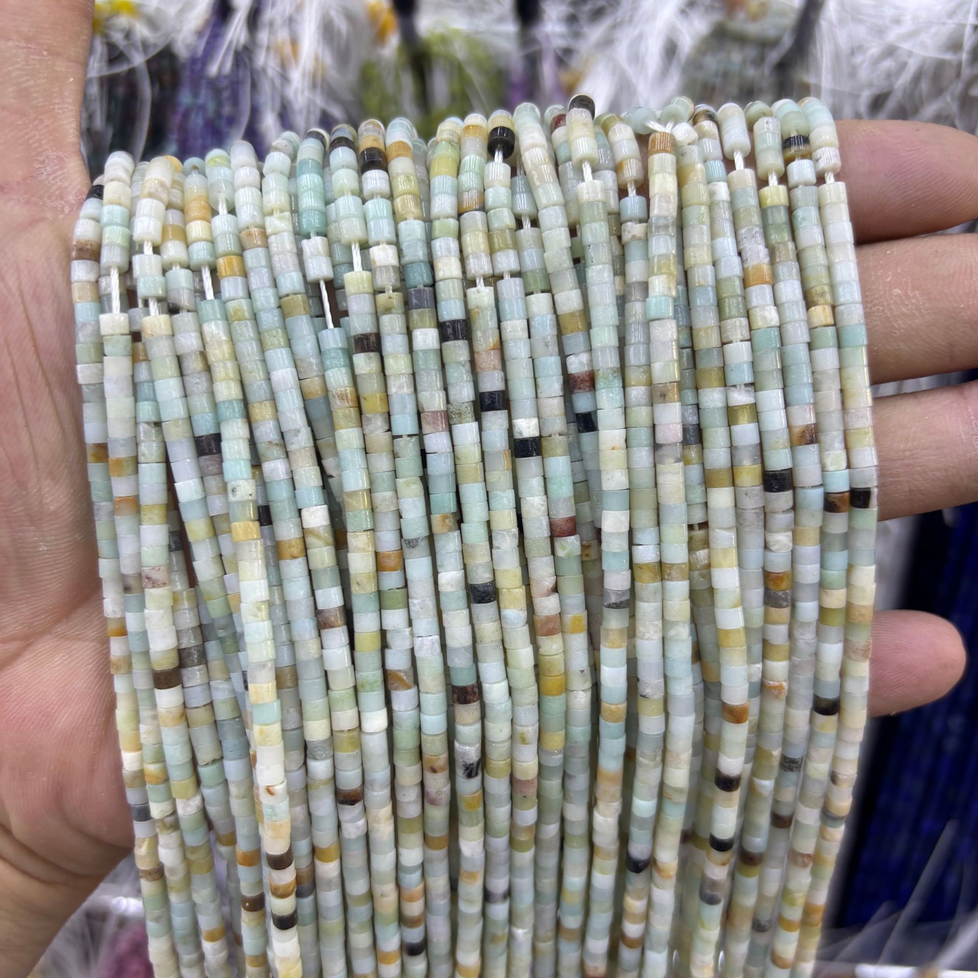 Natural Gemstone 4*4mm 2*3mm Cylinder Beads Strand