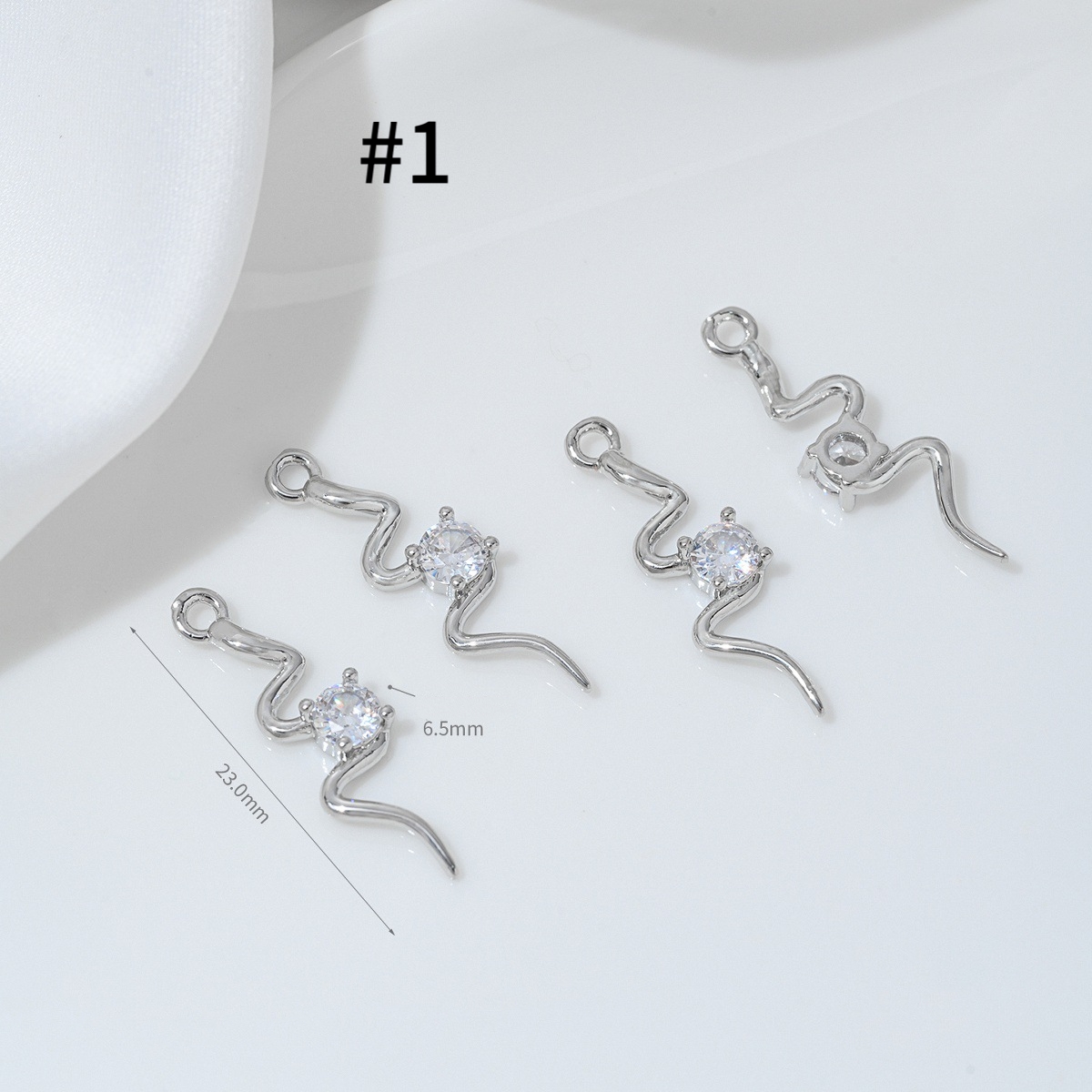 Cubic Zirconia Inlaid Gold Plated Spirit Snake Theme Pendant Jewelry Charm