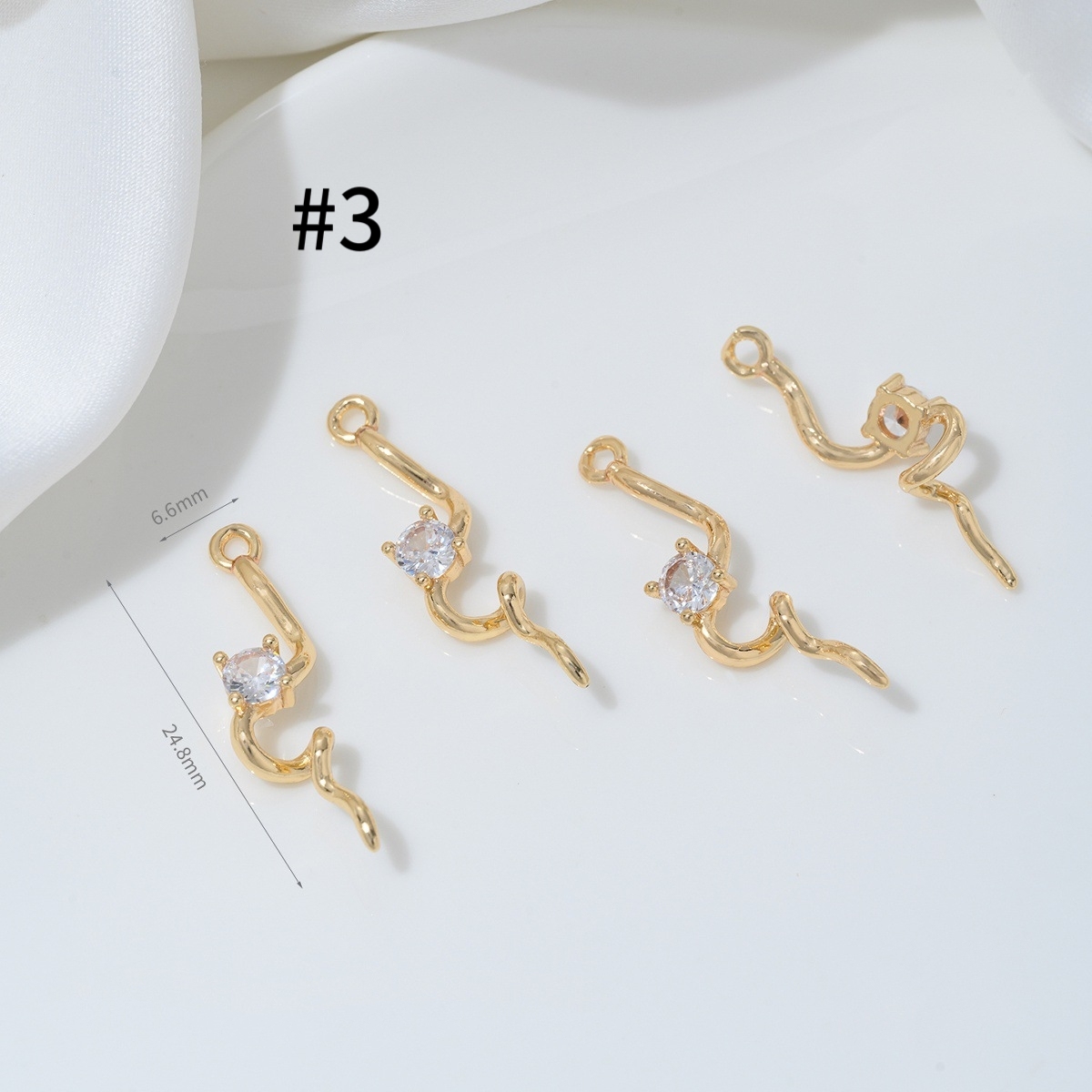 Cubic Zirconia Inlaid Gold Plated Spirit Snake Theme Pendant Jewelry Charm