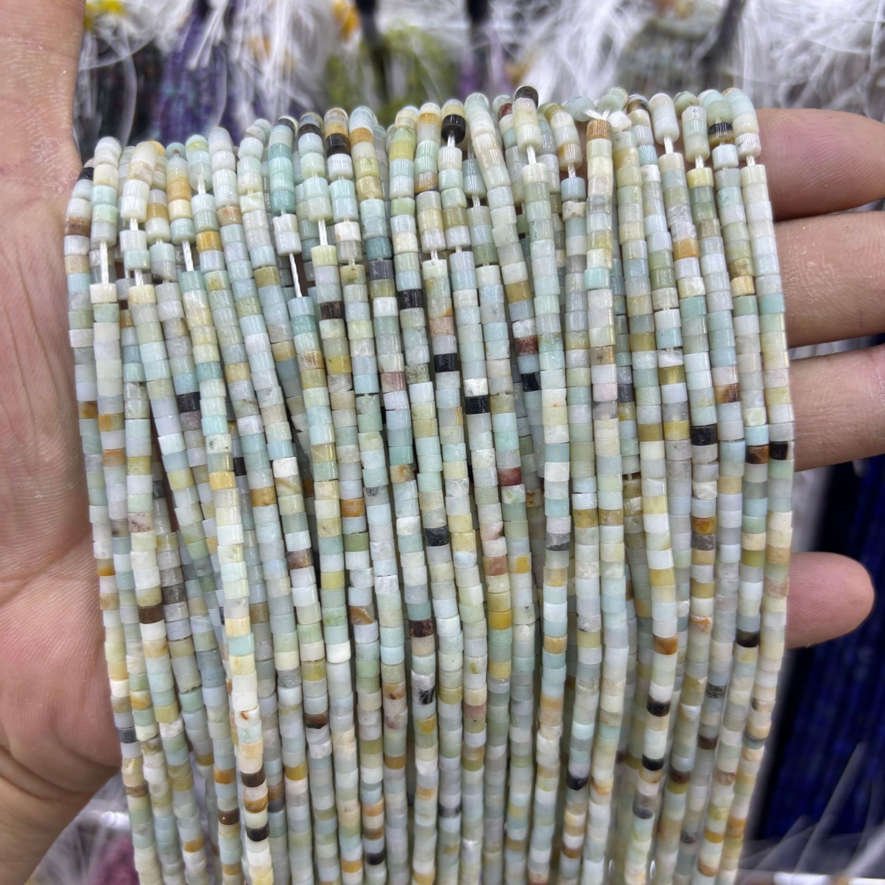 Natural Gemstone 4*4mm 2*3mm Cylinder Beads Strand