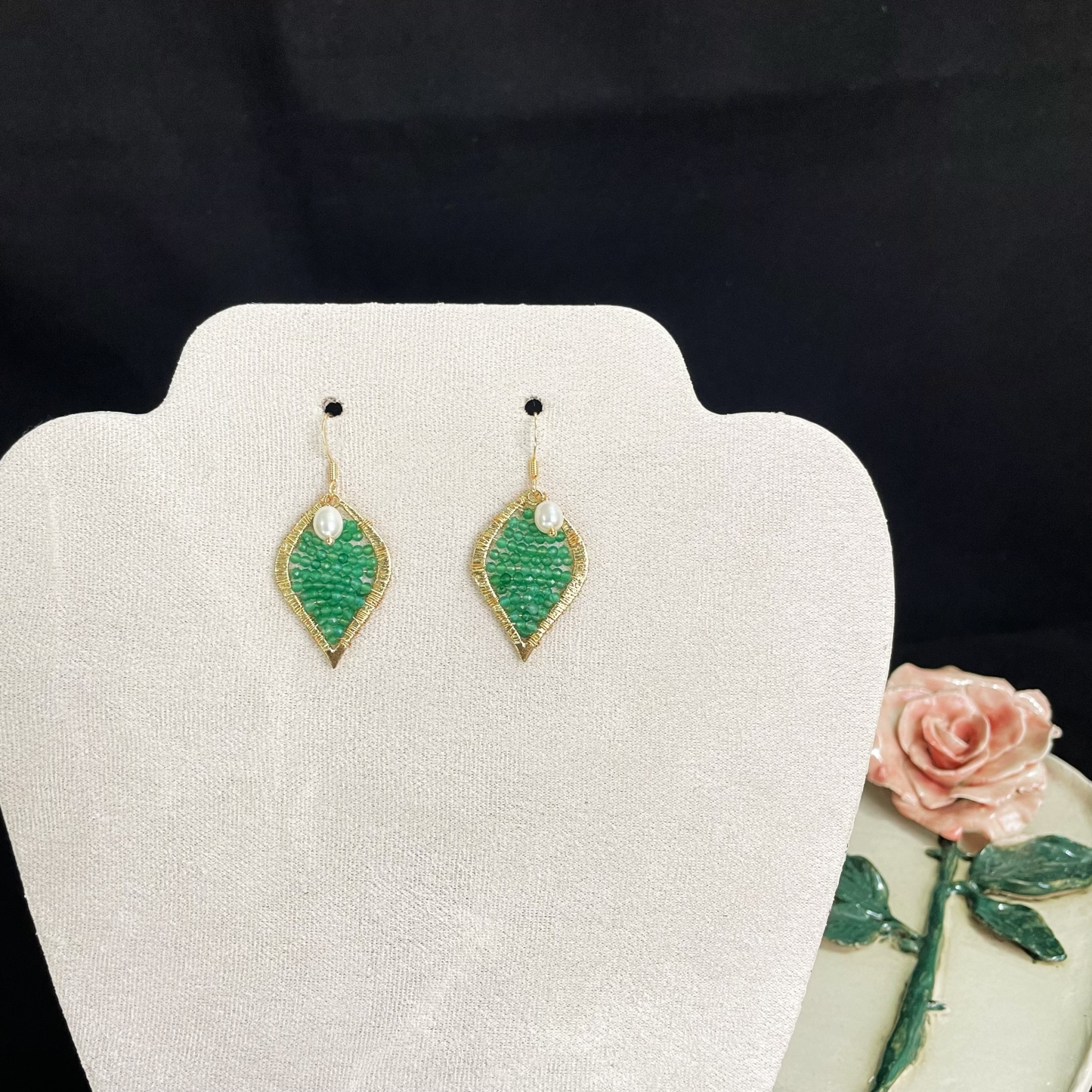 Aventurine Leaf Earrings Summer Spirit Nature's Elegance