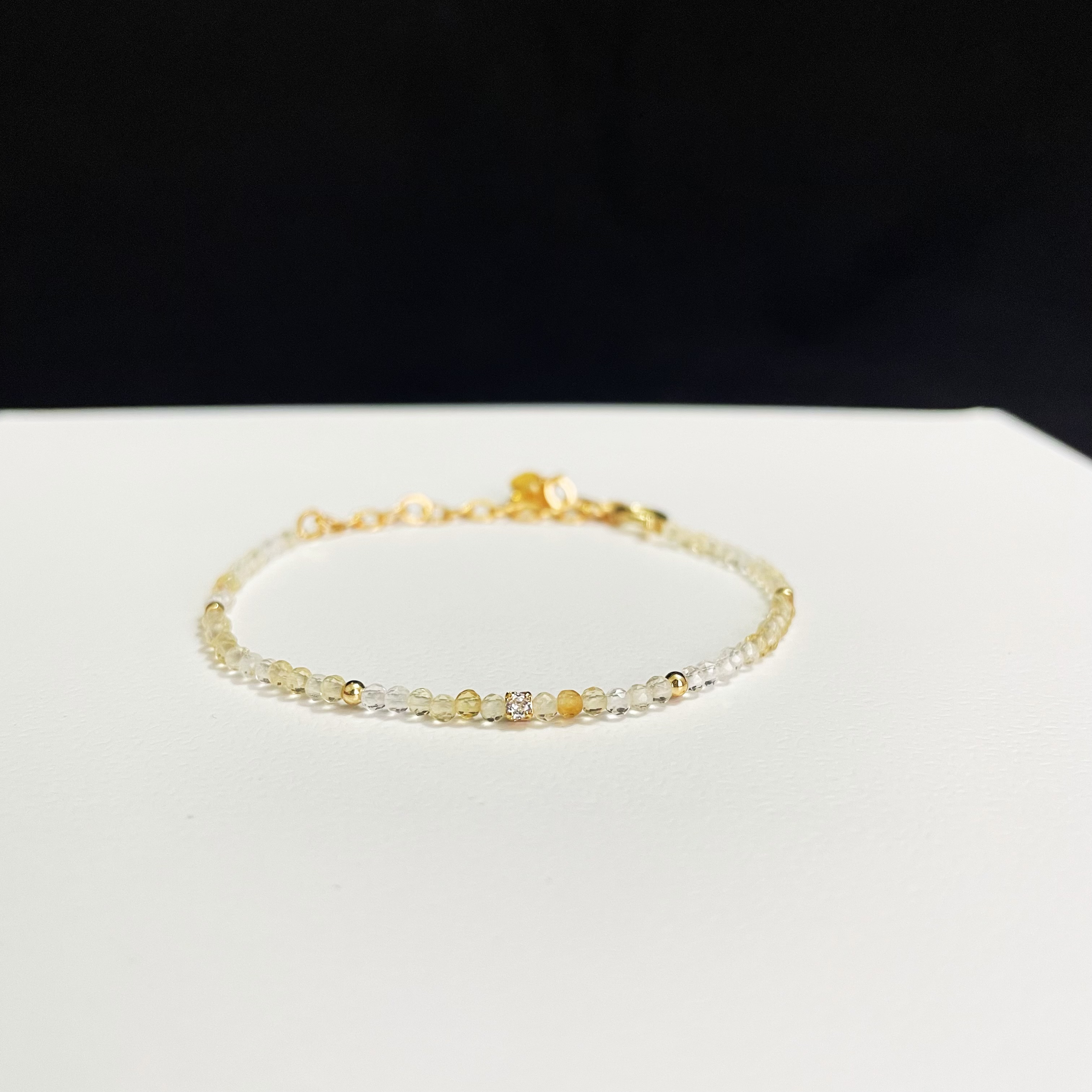 2mm Delicate Thin Citrine Faceted Beads Bracelet 