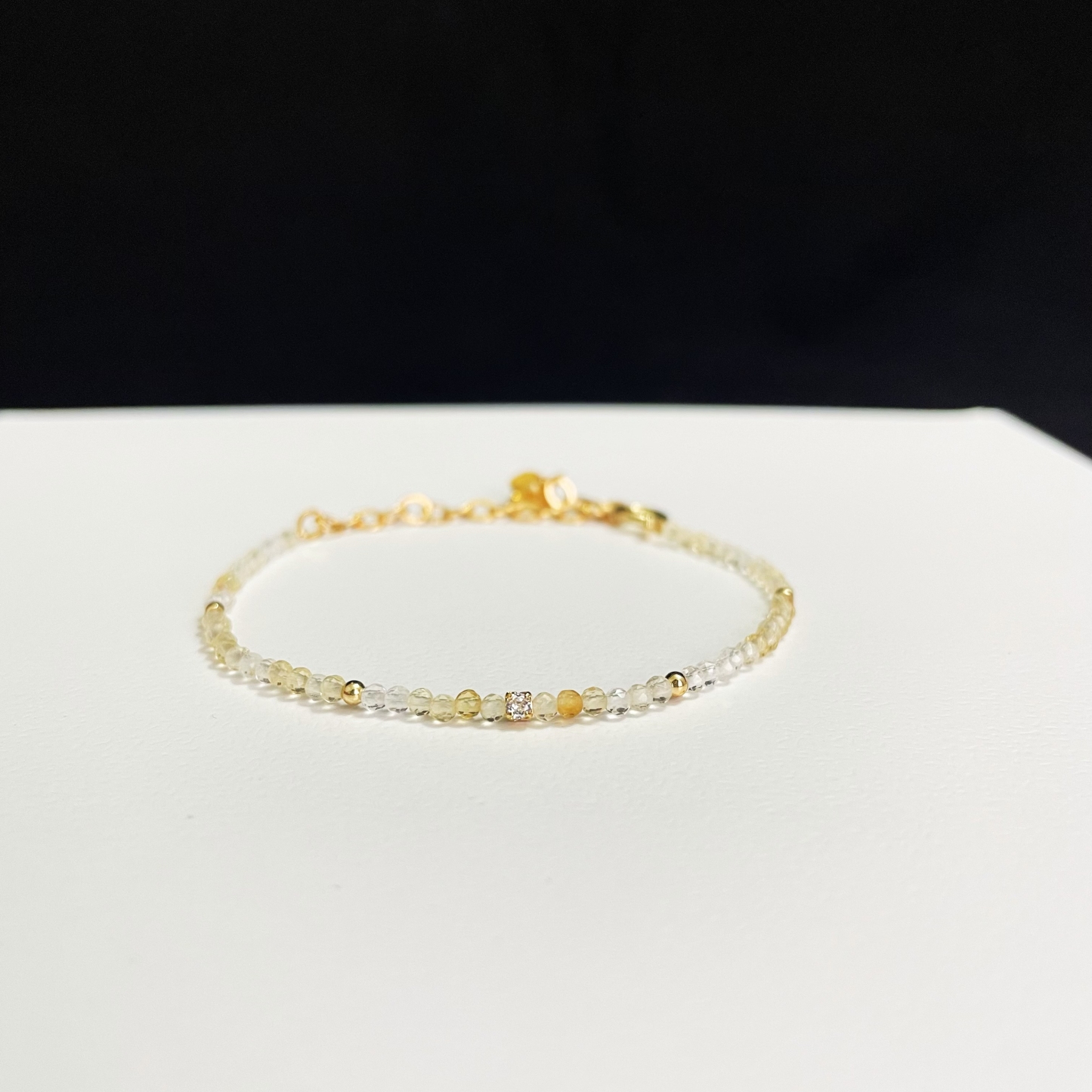 2mm Delicate Thin Citrine Faceted Beads Bracelet