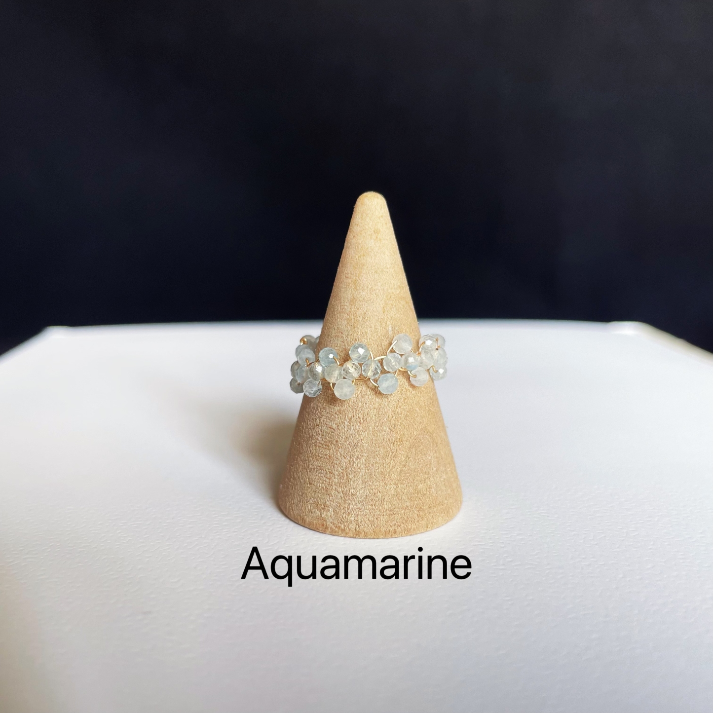 Gemstone Mini Faceted Beads Woven Lace Ring