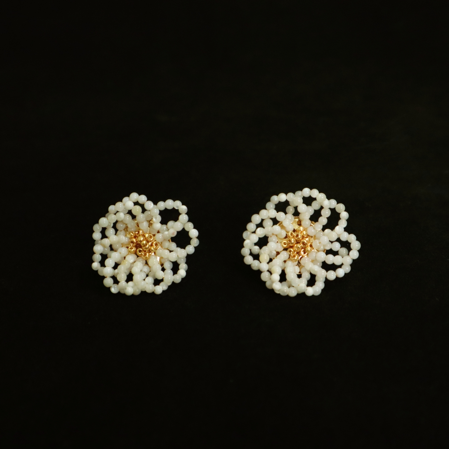 Elegant Trochus Shell Beads Camellia Stud Earrings