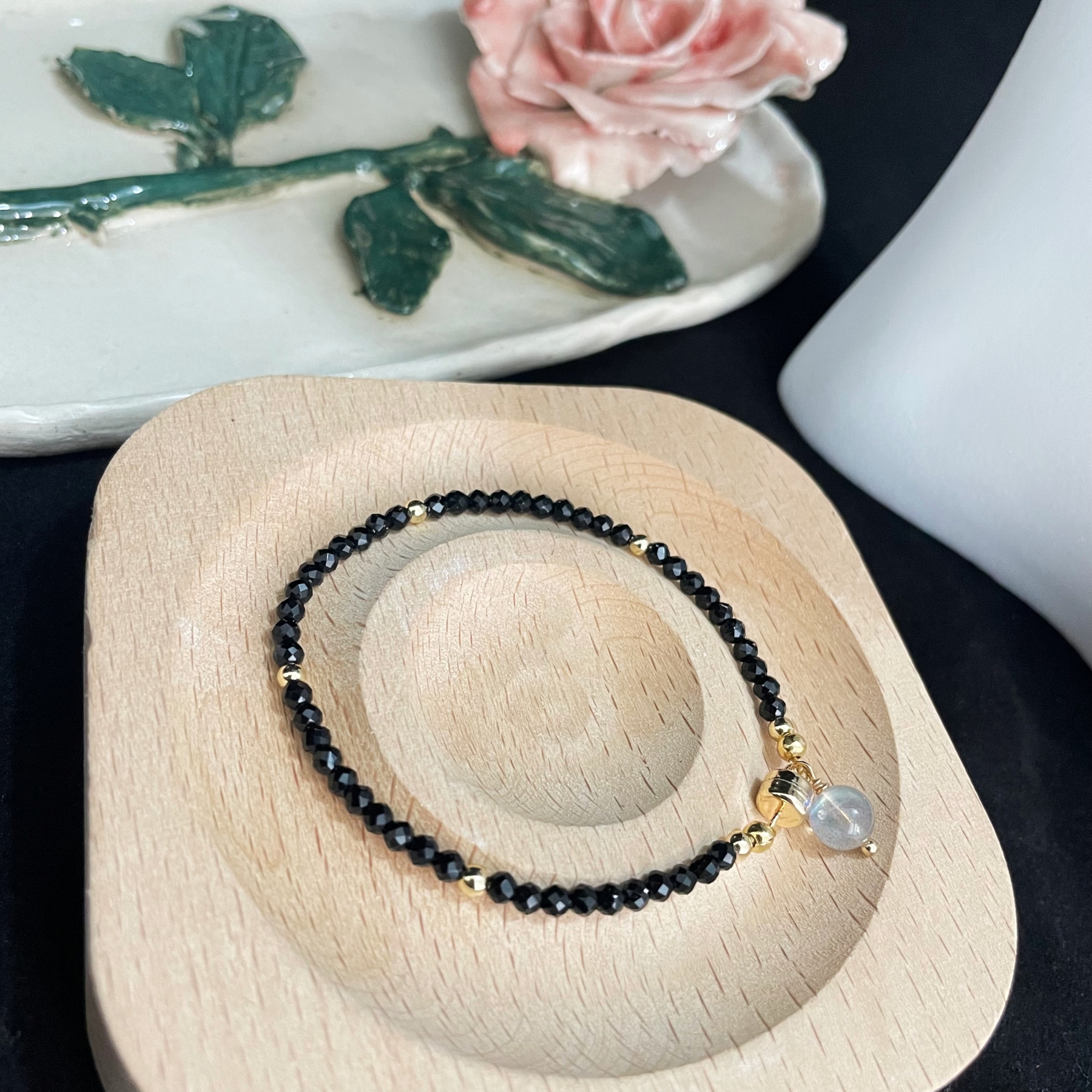 Black Spinel with Labradorite Bracelet