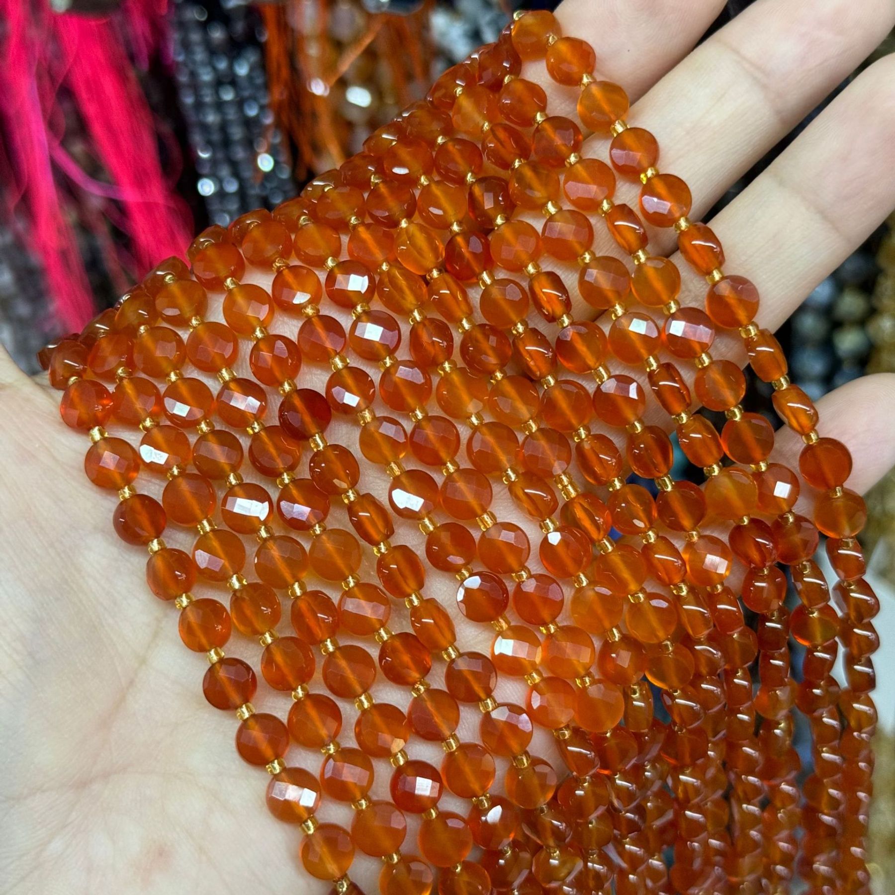 6.5*4mm Faced Pie Shaped Gemstone Beads Strand