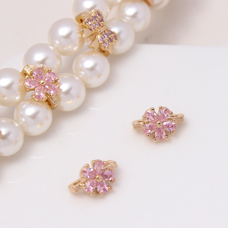 Color Zircon Inlaid Double Rows Pacer Bead Accessory for Jewelry Makin