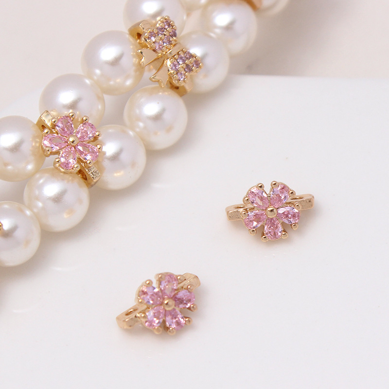 Color Zircon Inlaid Double Rows Pacer Bead Accessory for Jewelry Makin