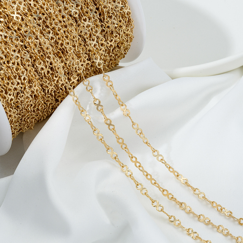 14k Gold Plated Butterfly Flower Four-Leaf Chain Accessory 50cm