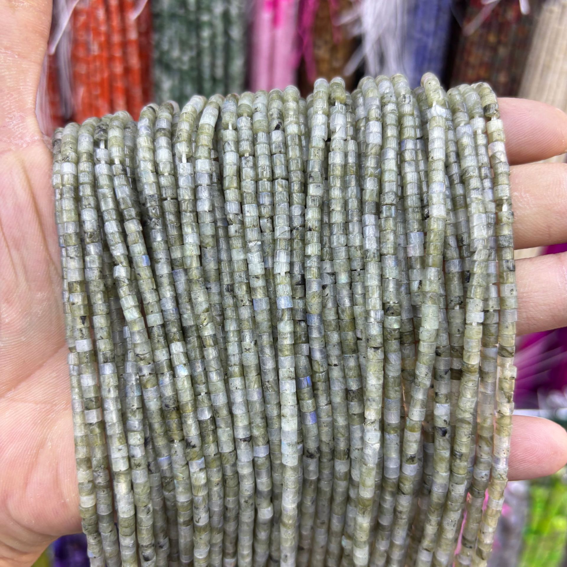 Natural Gemstone 4*4mm 2*3mm Cylinder Beads Strand